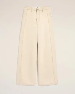 Jean Blanc Coupe Très Large En Coton