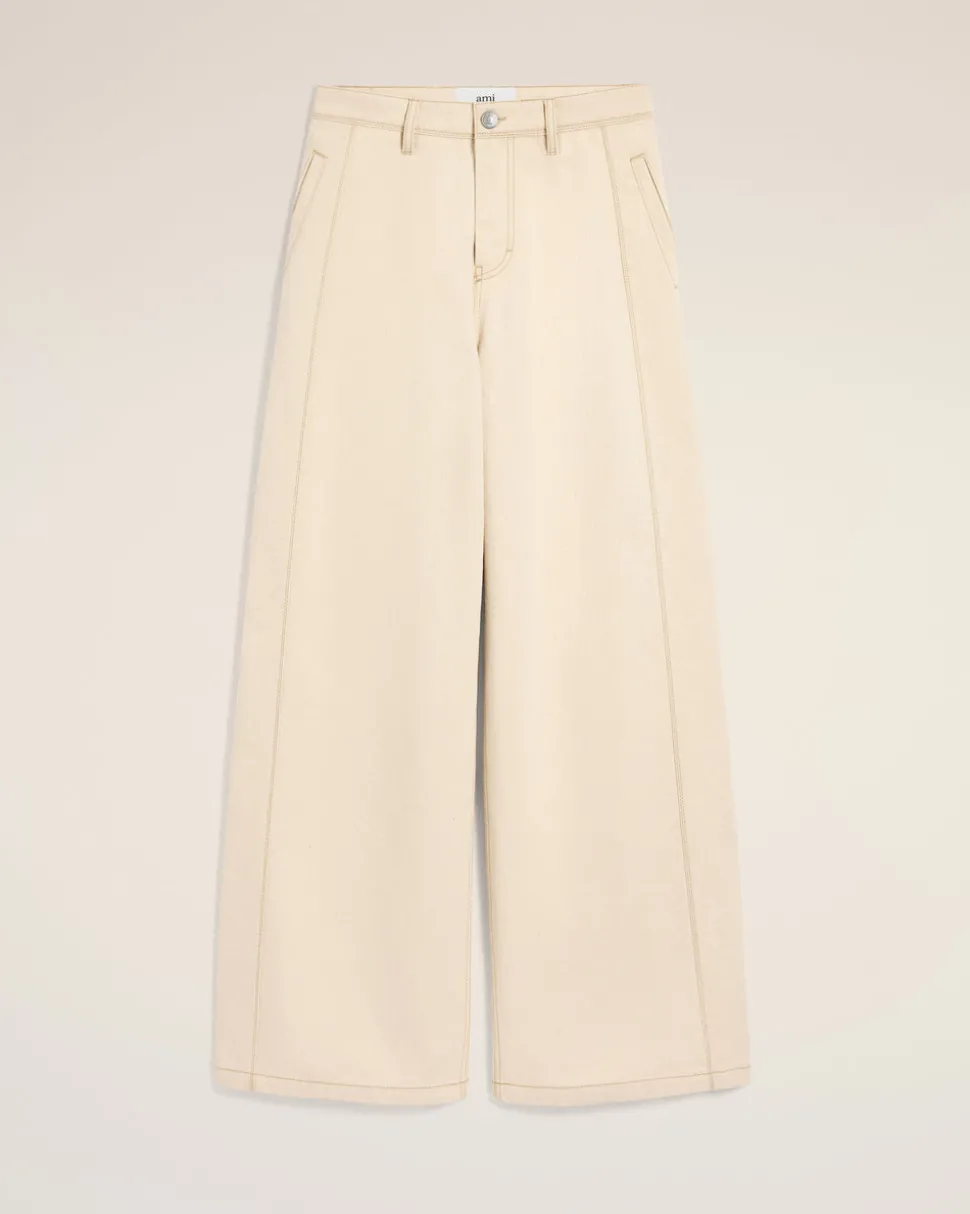 Jean Blanc Coupe Très Large En Coton