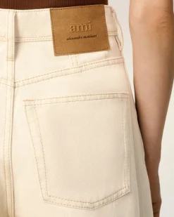 Jean Blanc Coupe Très Large En Coton