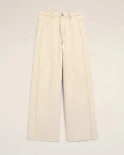 Jean Blanc Coupe Très Large En Coton