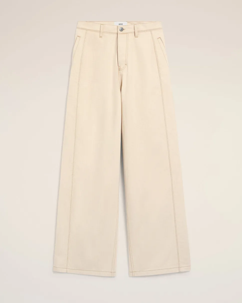 Jean Blanc Coupe Très Large En Coton