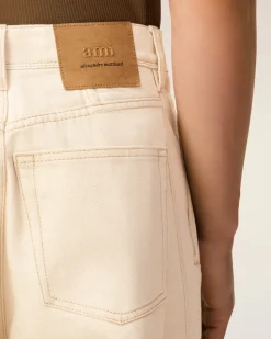 Jean Blanc Coupe Très Large En Coton