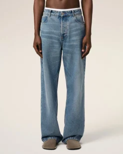 Jean Bleu Coupe Large En Coton