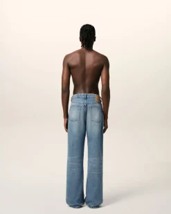 Jean Bleu Coupe Large En Coton