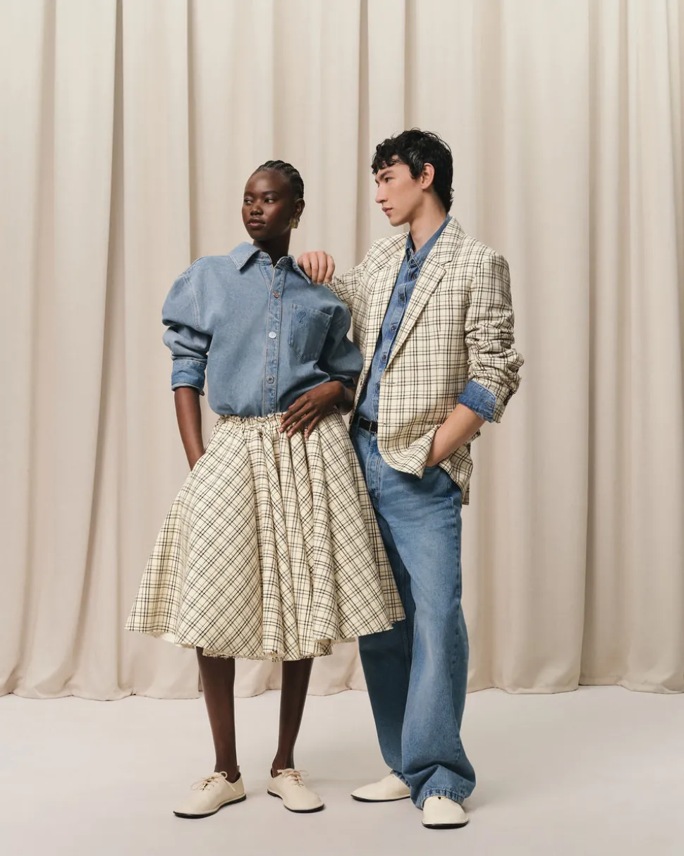 Jean Bleu Coupe Large En Coton