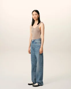 Jean Bleu Coupe Large En Coton