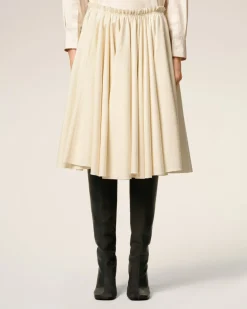 Jupe Corolle Blanche Midi En Laine