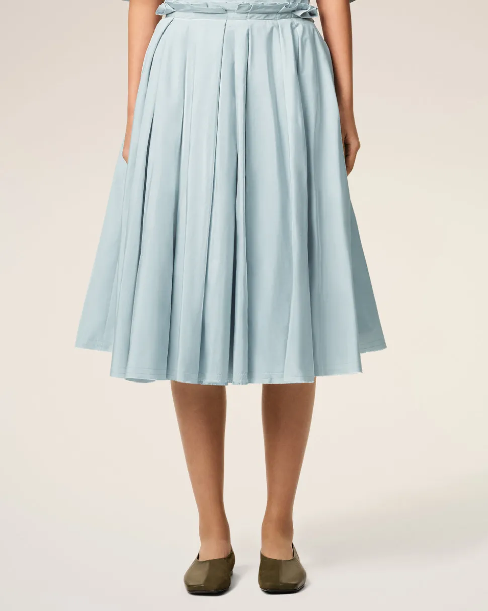 Jupe Corolle Bleue Midi En Taffetas