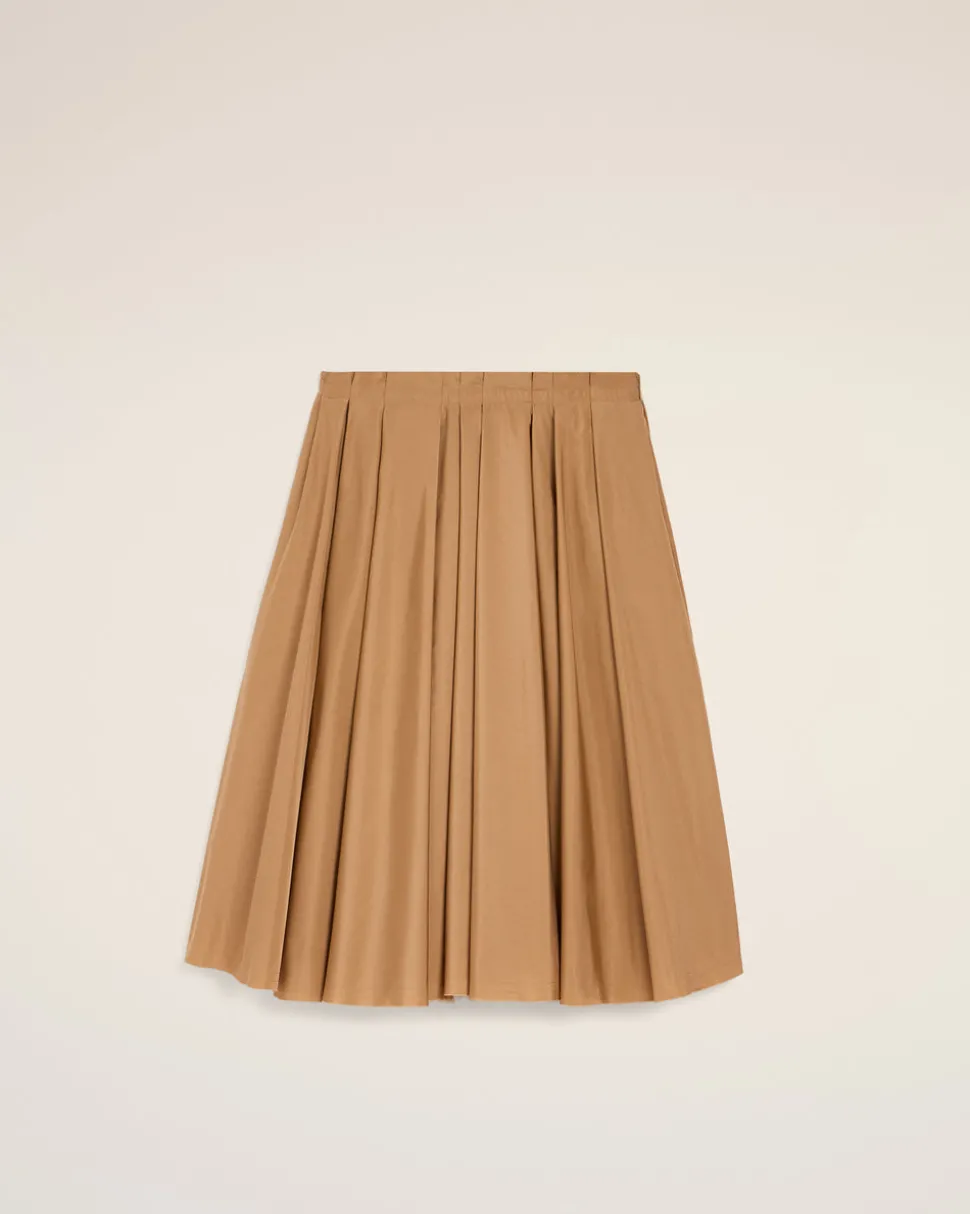 Jupe Corolle Marron Midi En Taffetas