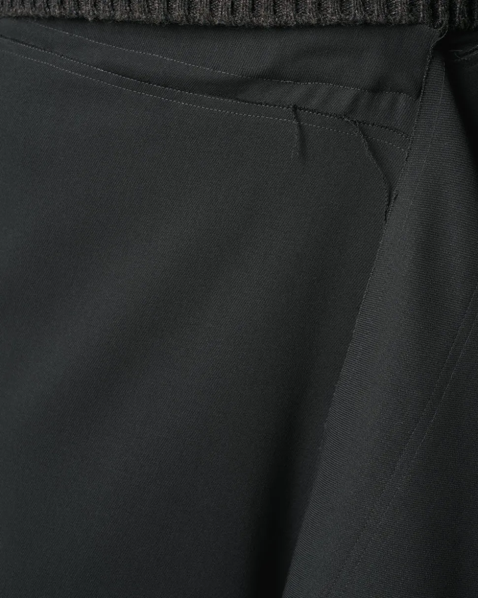 Jupe Portefeuille Noire Midi En Laine