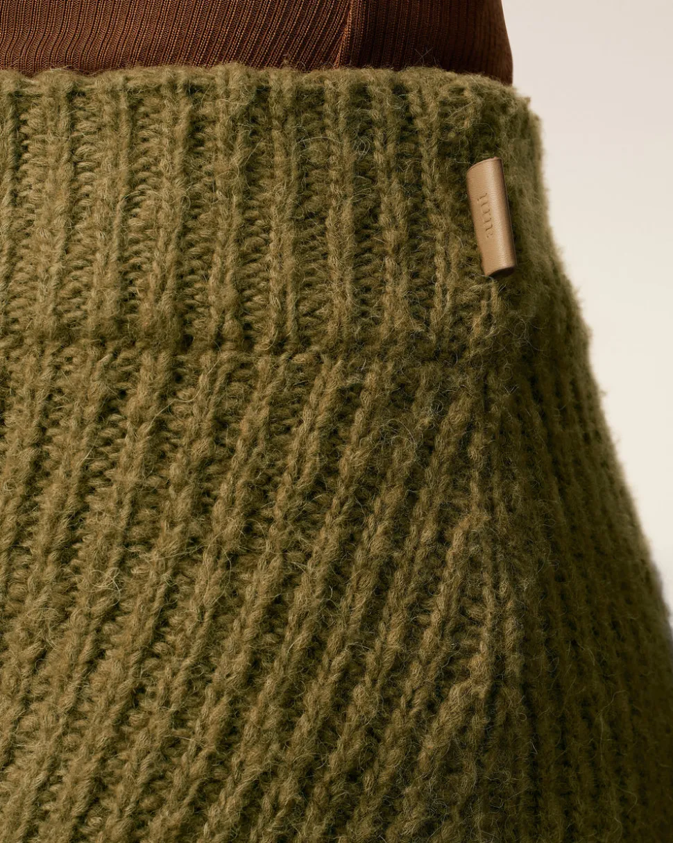 Jupe Verte Droite En Laine