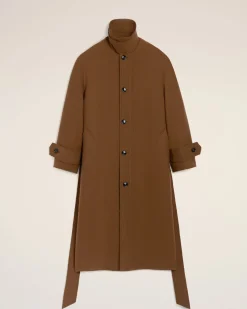 Mac Marron Ceinturé En Laine