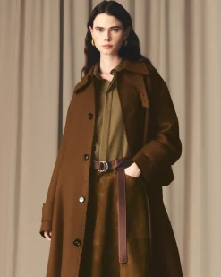 Mac Marron Ceinturé En Laine