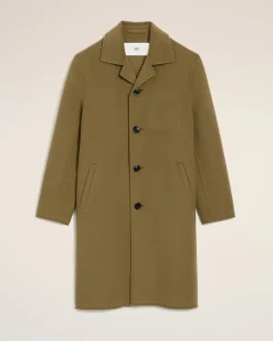 Manteau Vert Ceinturé En Laine