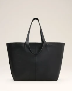 Maxi Cabas Midi Noir En Cuir