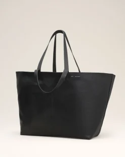 Maxi Cabas Midi Noir En Cuir