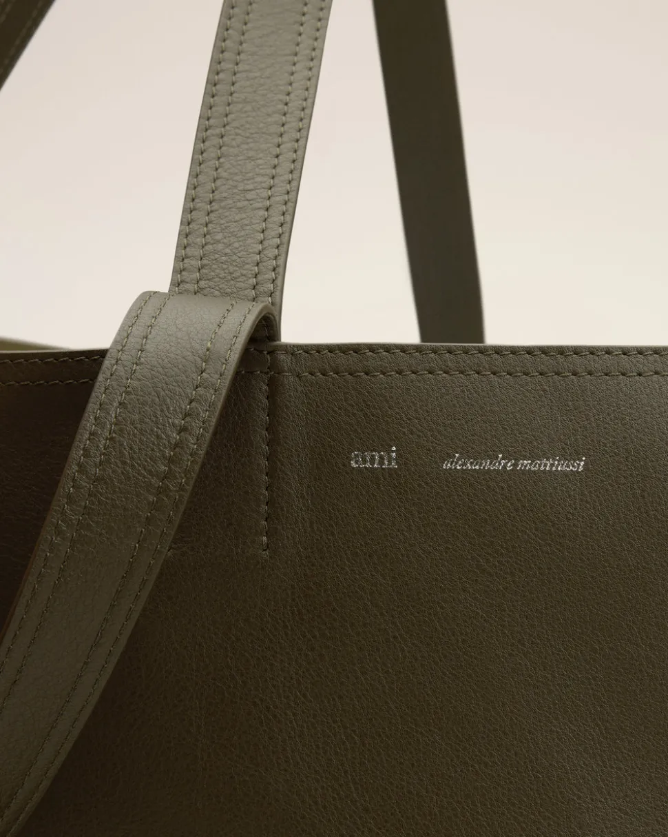 Maxi Cabas Midi Vert En Cuir