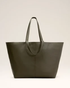 Maxi Cabas Midi Vert En Cuir