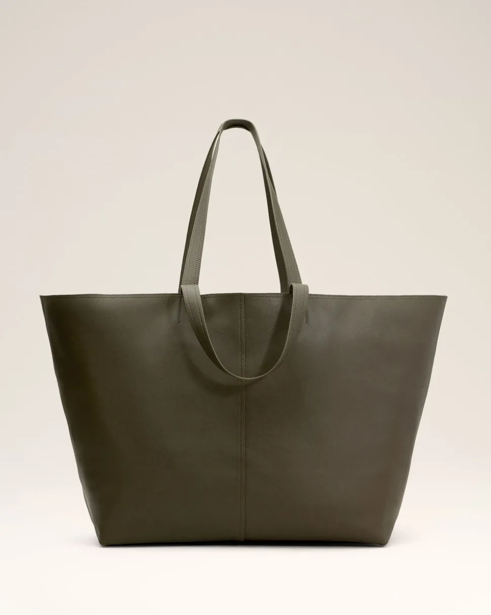 Maxi Cabas Midi Vert En Cuir