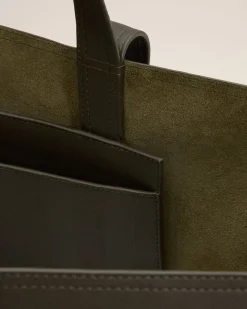 Maxi Cabas Midi Vert En Cuir