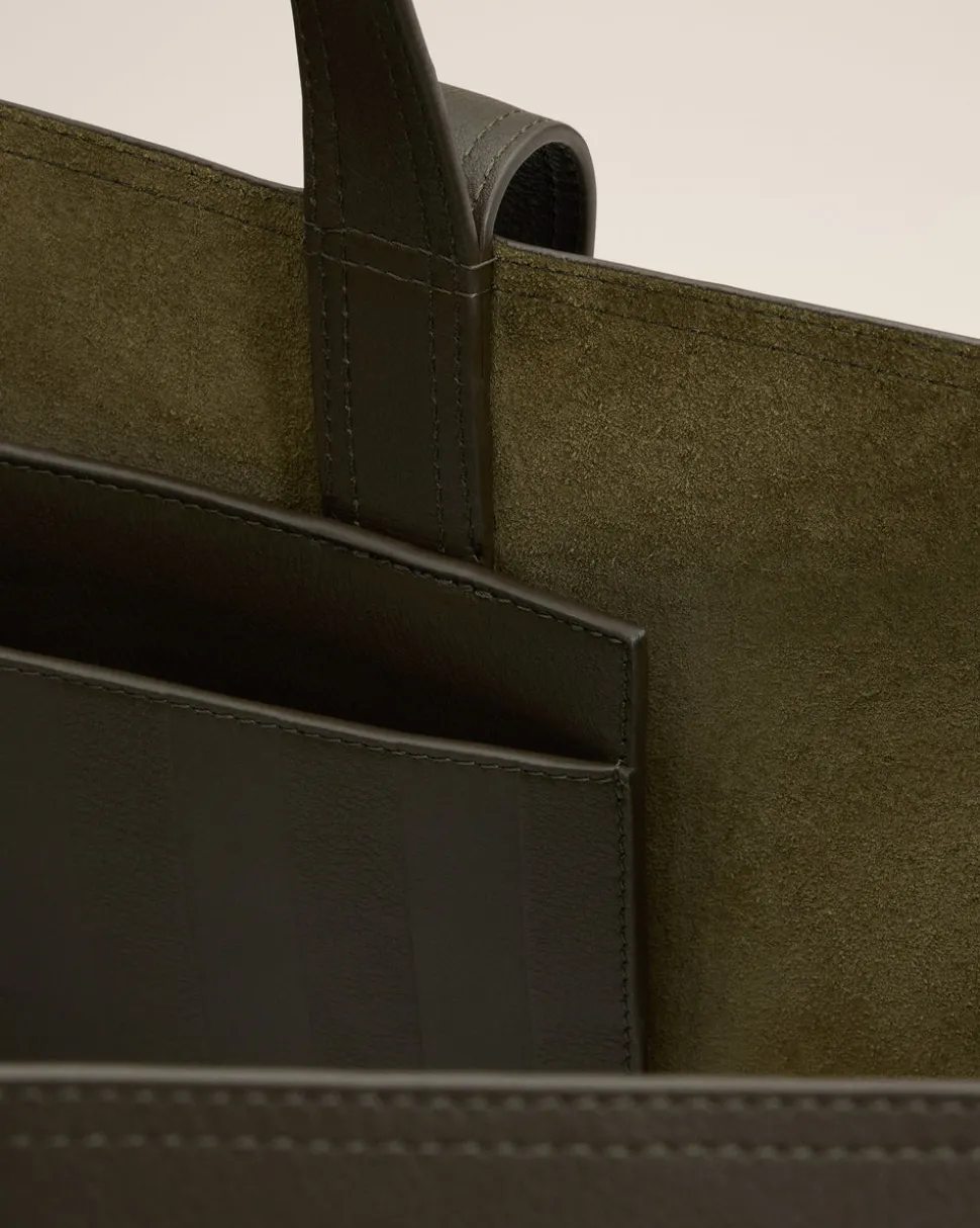 Maxi Cabas Midi Vert En Cuir