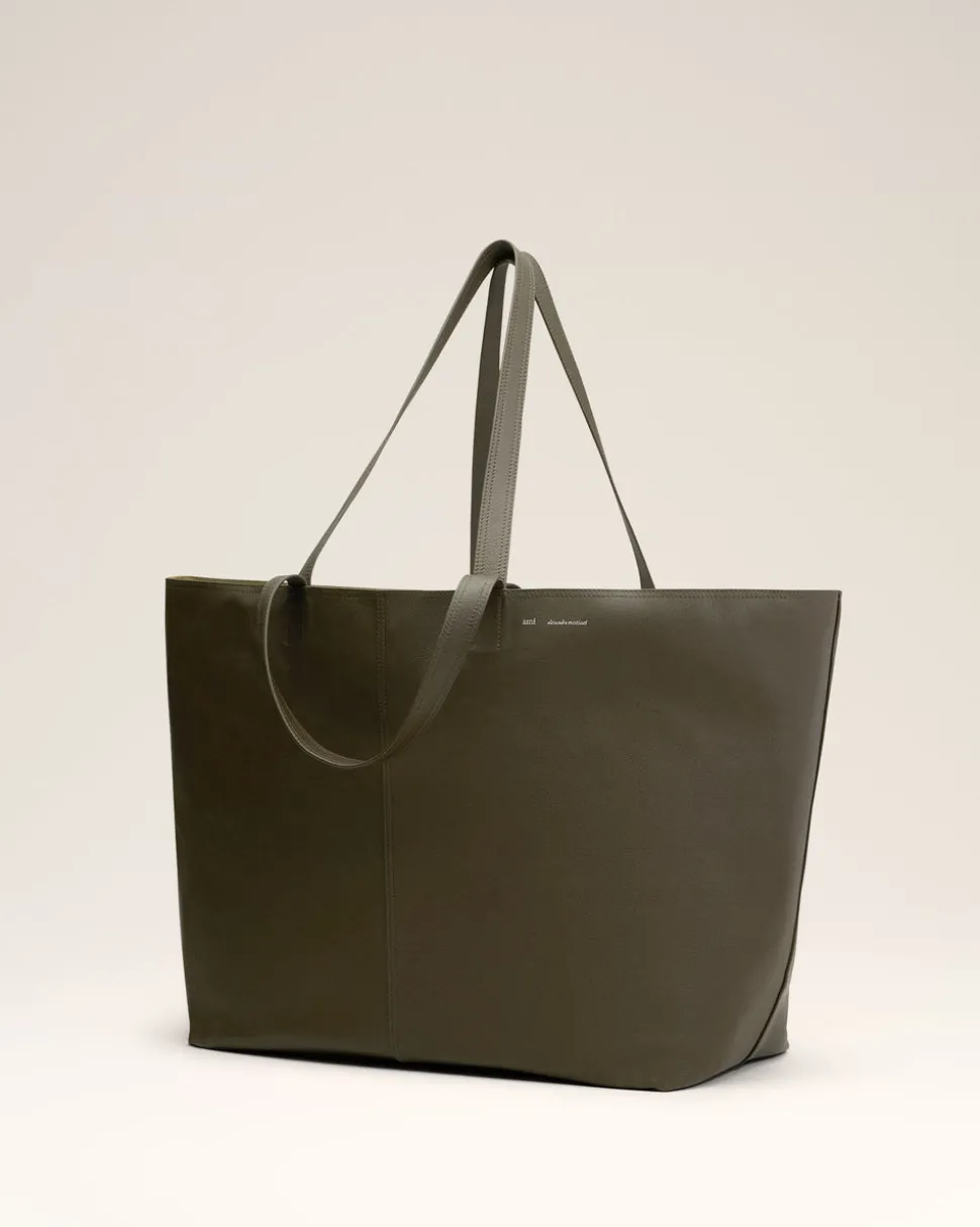 Maxi Cabas Midi Vert En Cuir