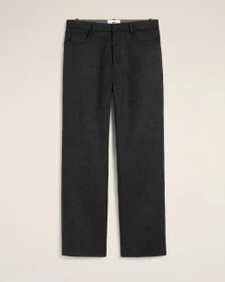 Pantalon Gris Coupe Large En Laine