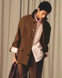 Pantalon Large Marron Avec Pattes De Serrages En Laine