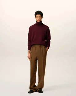 Pantalon Marron Elastiqué En Laine