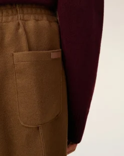 Pantalon Marron Elastiqué En Laine