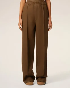 Pantalon Marron Elastiqué En Laine