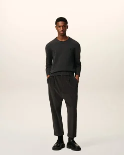 Pantalon Noir Carotte Coupe Oversize En Coton