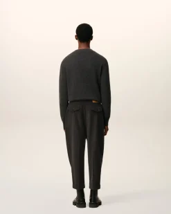 Pantalon Noir Carotte Coupe Oversize En Coton