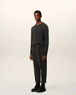 Pantalon Noir Carotte Coupe Oversize En Coton