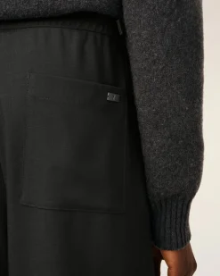 Pantalon Noir Elastiqué En Laine