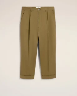 Pantalon Vert Carotte Coupe Oversize En Coton