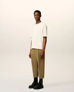 Pantalon Vert Carotte Coupe Oversize En Coton