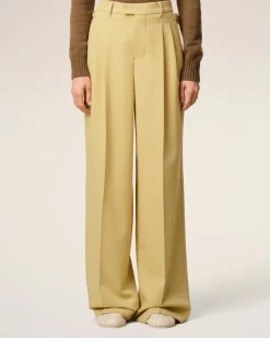 Pantalon Vert Large Avec Pattes De Serrages De Laine