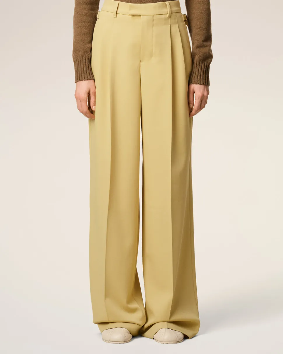 Pantalon Vert Large Avec Pattes De Serrages De Laine