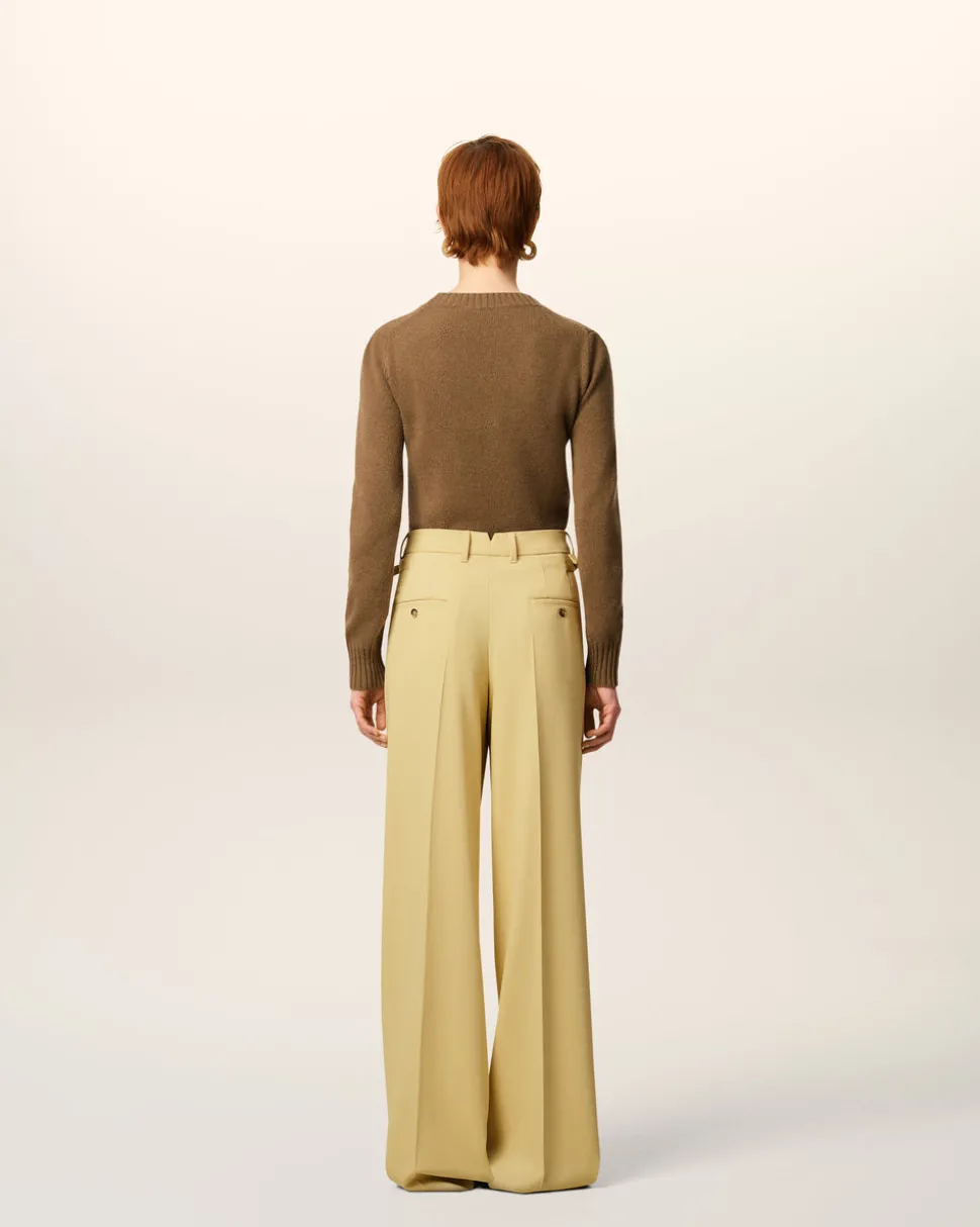 Pantalon Vert Large Avec Pattes De Serrages De Laine