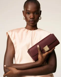 Pochette Bordeaux Mimi En Cuir Lisse