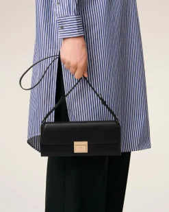 Pochette Noire Mimi En Cuir Lisse