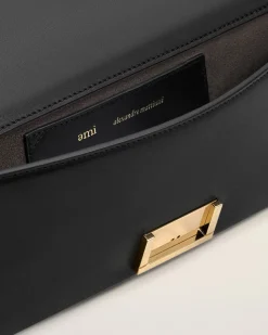Pochette Noire Mimi En Cuir Lisse