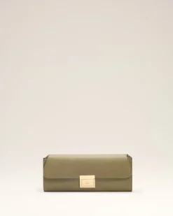 Pochette Vert Mimi En Cuir Lisse