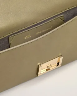 Pochette Vert Mimi En Cuir Lisse