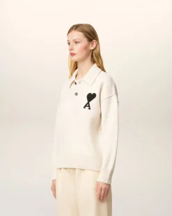 Polo Blanc Ami De Coeur En Laine