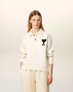 Polo Blanc Ami De Coeur En Laine