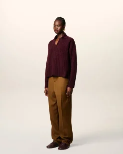Polo Bordeaux En Laine Torsadée