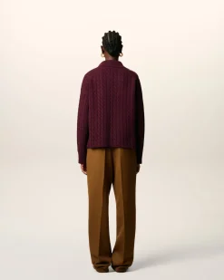 Polo Bordeaux En Laine Torsadée