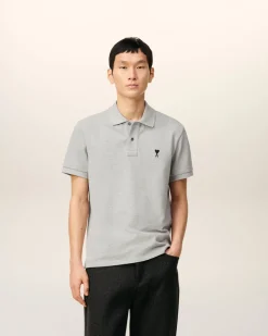 Polo Gris Ami De Coeur Contrasté En Coton